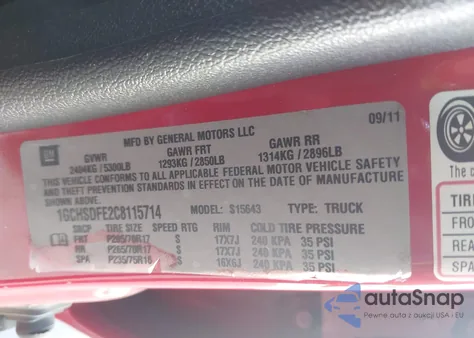 2012 Chevrolet Colorado 2Lt z USA, uszkodzony, nr VIN 1GCHSDFE2C8115714